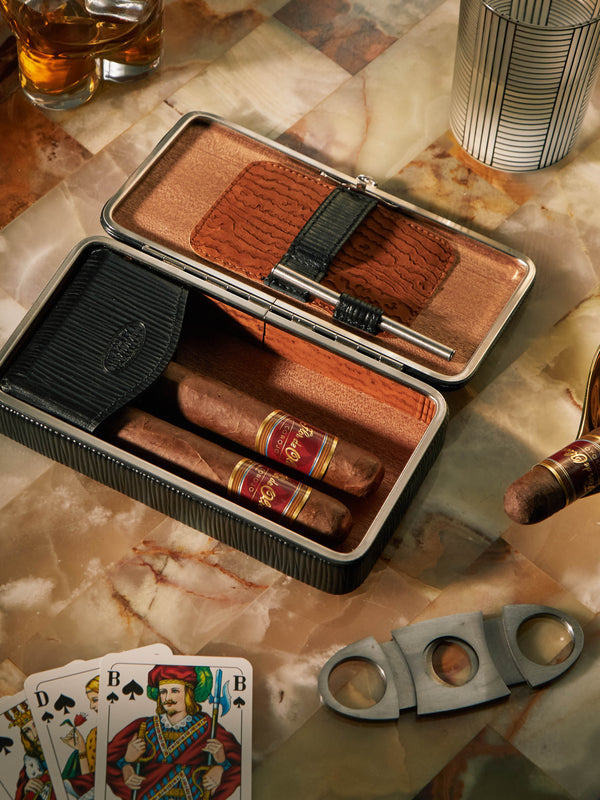 F. Hammann - Leather Cigar Case (3 Cigars) -  - ABASK