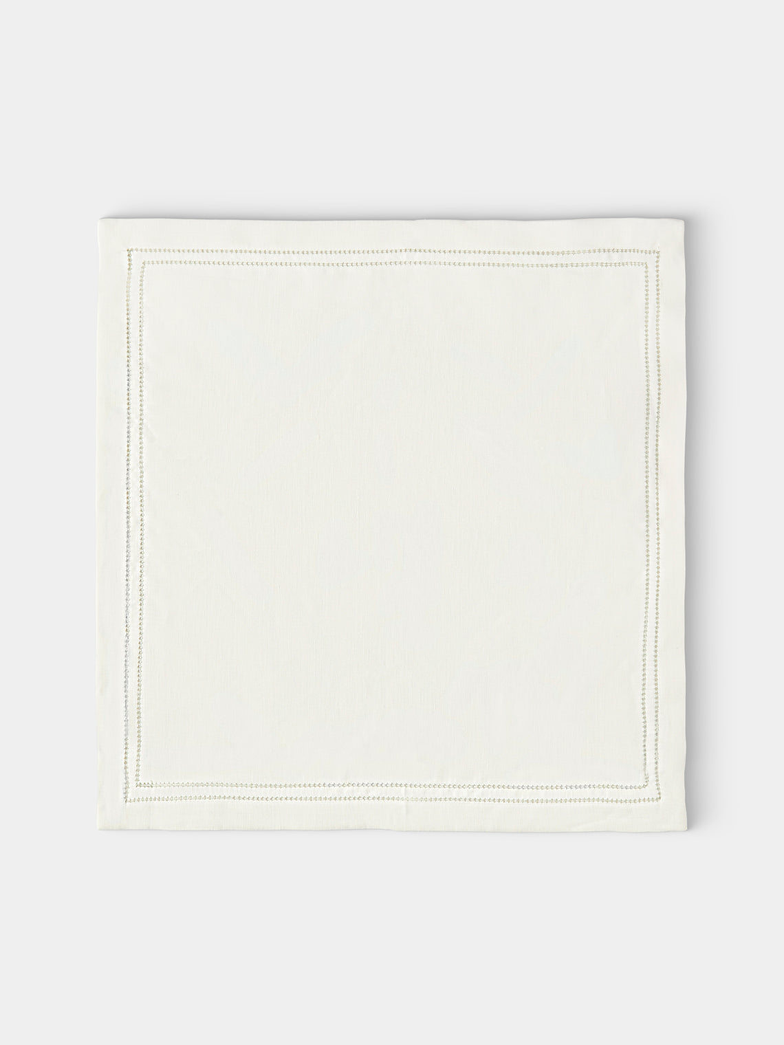 Volga Linen - Botanical Double Hem-Stitch Linen Napkins (Set of 6) - White - ABASK