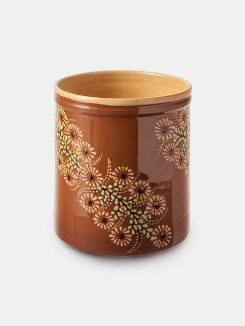 Poterie d’Évires - Flowers Hand-Painted Ceramic Utensil Pot - Light Brown - ABASK - 