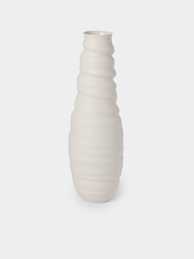 Johanne Coker - No. 8 Hand-Thrown Porcelain Vase (18in/46cm) - White - ABASK - 