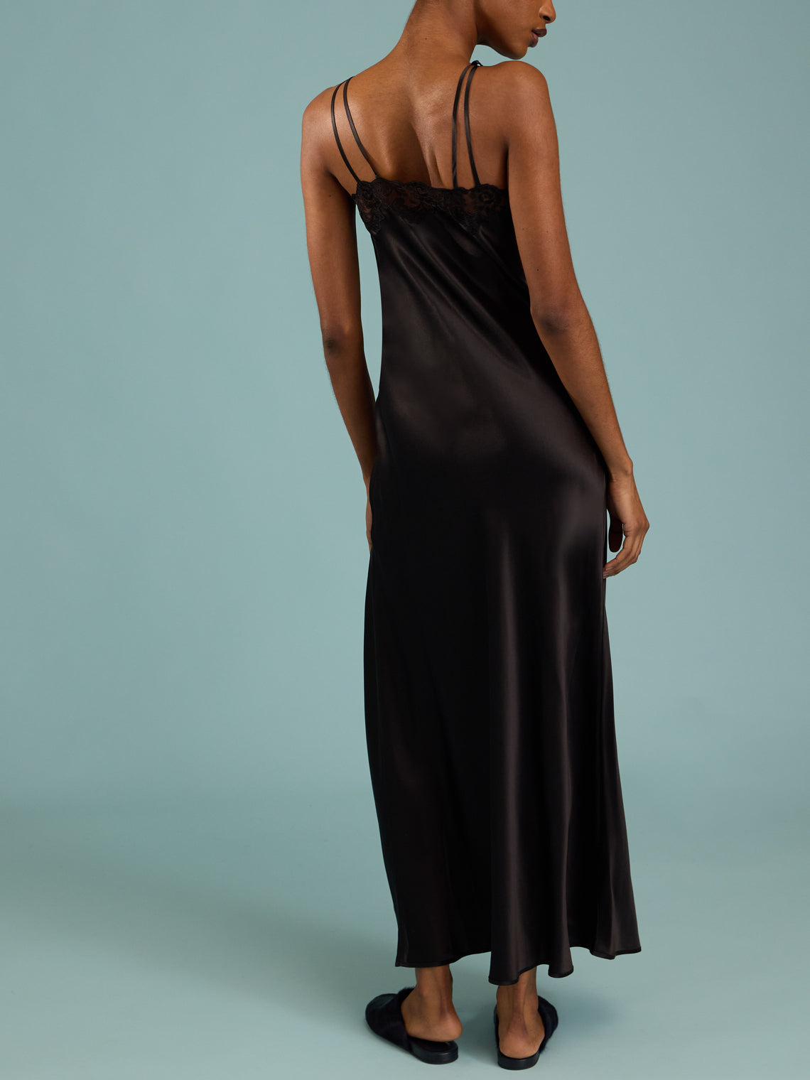 Loretta Caponi - Giadeite Silk and Lace Long Dress | Size: XS - Black - ABASK