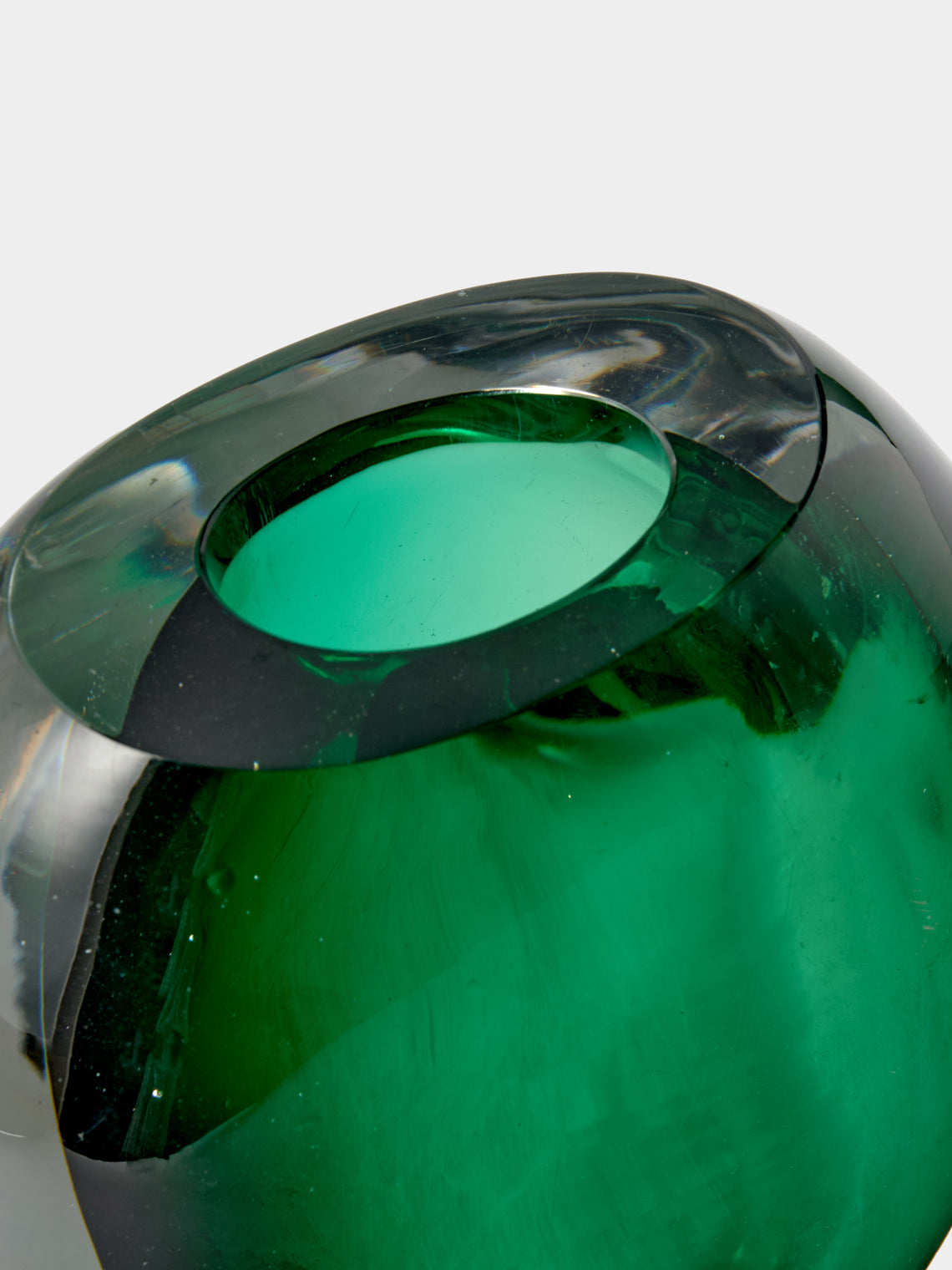 Antique and Vintage - 1950s Murano Glass Vase (7.5in/19cm) - Green - ABASK