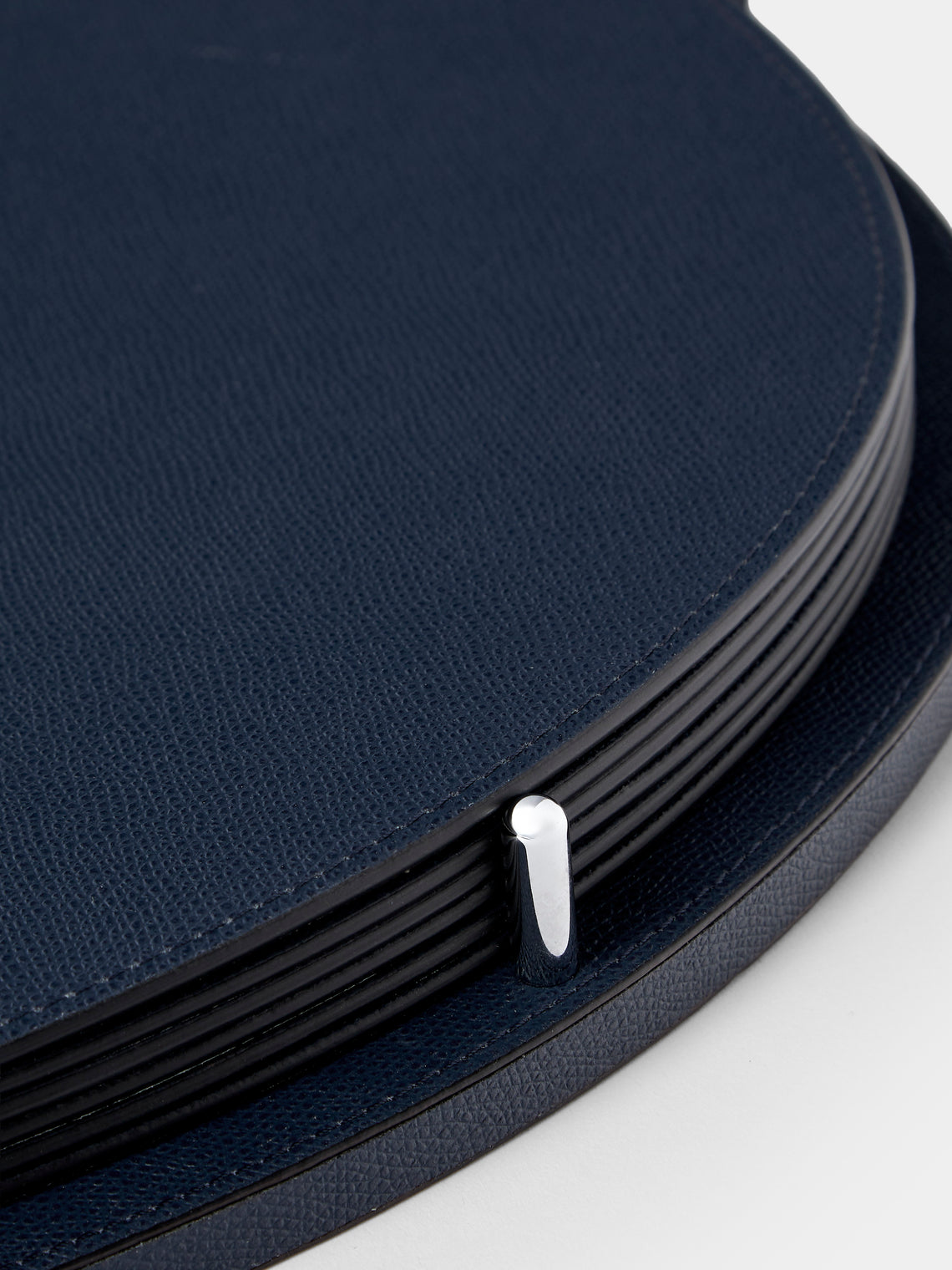 Giobagnara - David Leather Oval Reversible Placemats with Holder (Set of 6) - Blue - ABASK