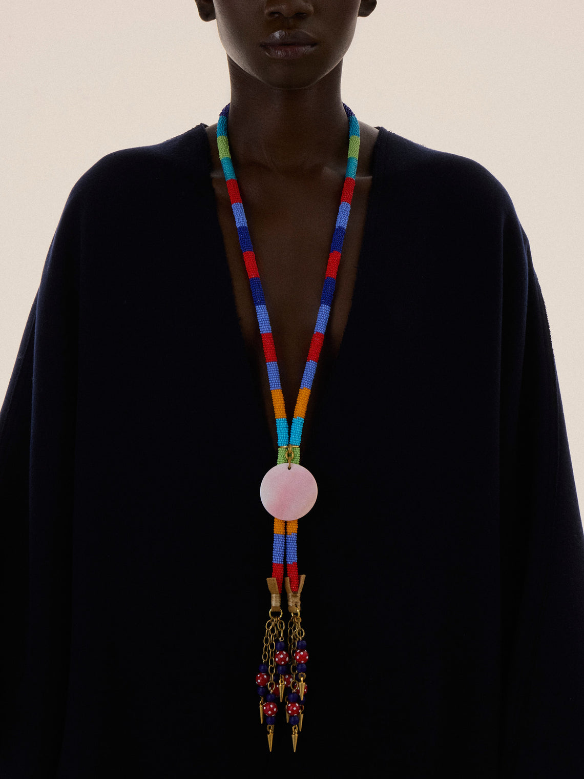 Mahnaz Collection - Antique Venetian Glass Beaded Necklace - Multiple - ABASK