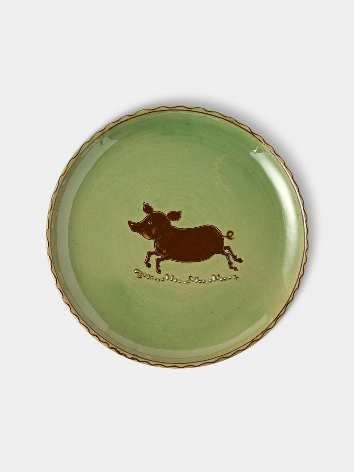 Poterie d’Évires - Animals Hand-Painted Ceramic Plates – 9.5in/24cm (Set of 8) - Green - ABASK