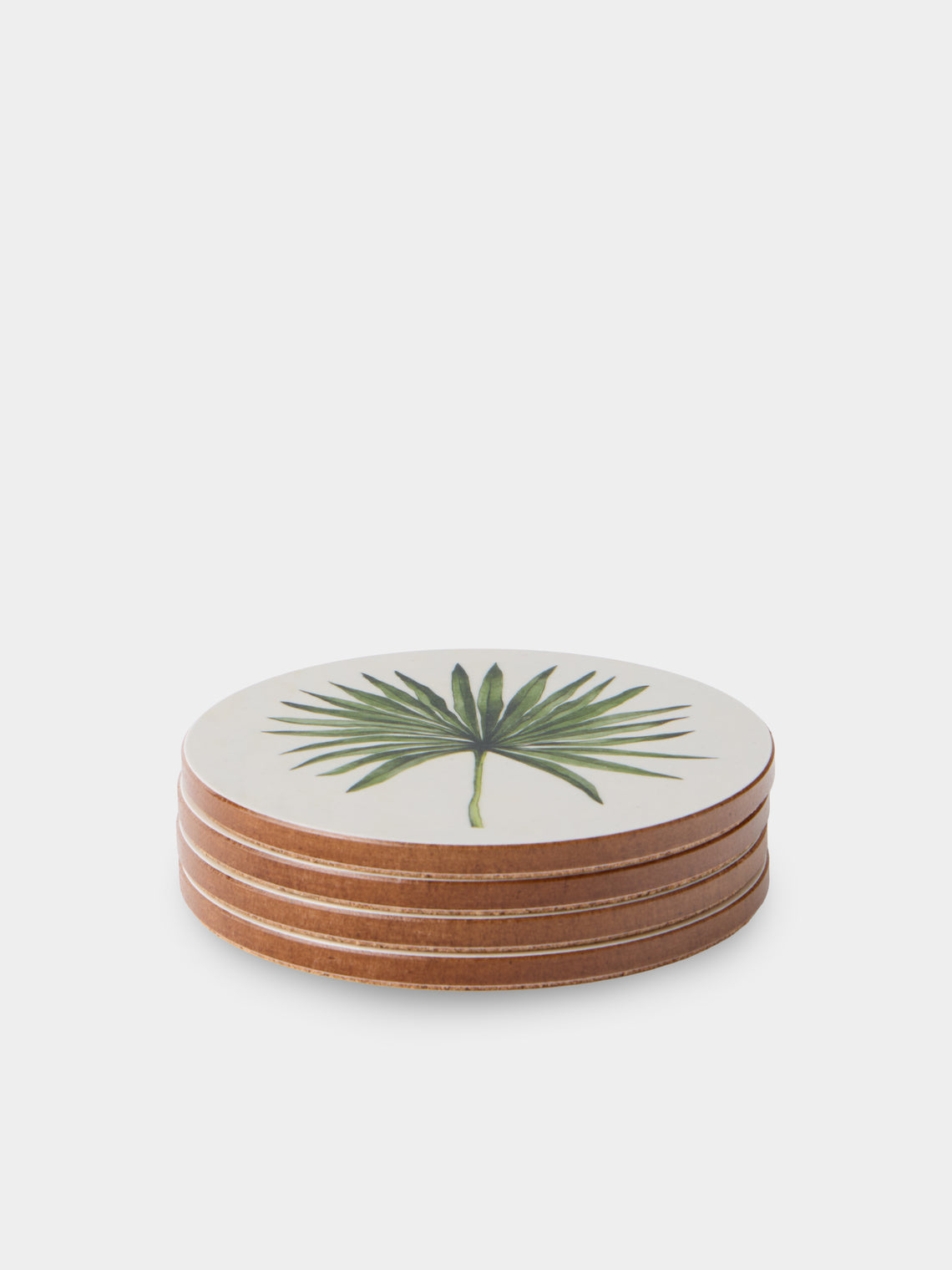 HestiaLiving - | Set of 4 | Palm Tree Wood Coasters - Green - ABASK