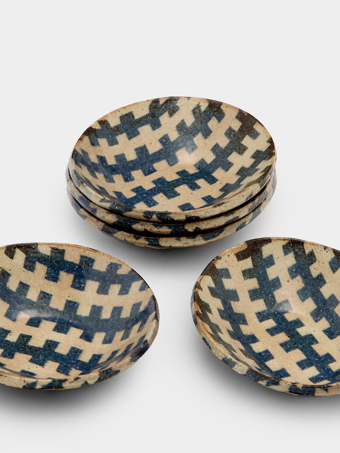 Makidani-gama - Nerikomi Ceramic Small Oval Bowls (Set of 5) - Multiple - ABASK