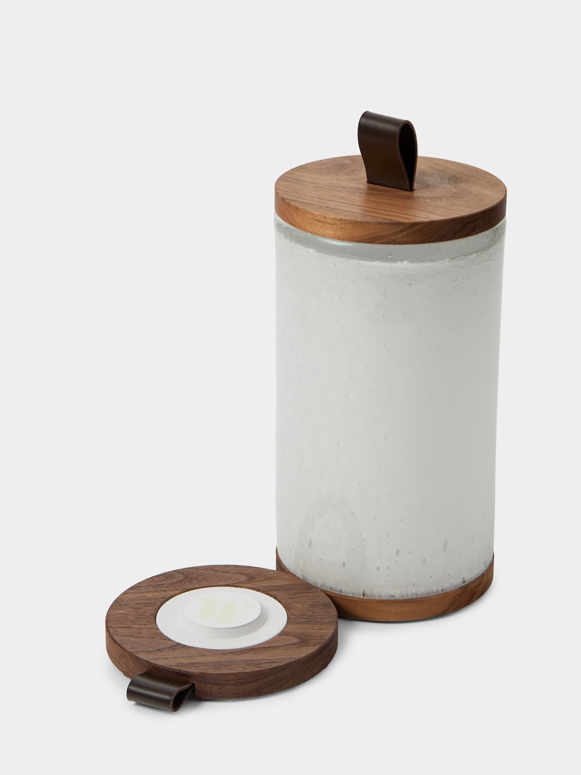 Wannes Antwerp - Antoine London Hand-Blown Glass and Walnut Portable Lamp - White - ABASK
