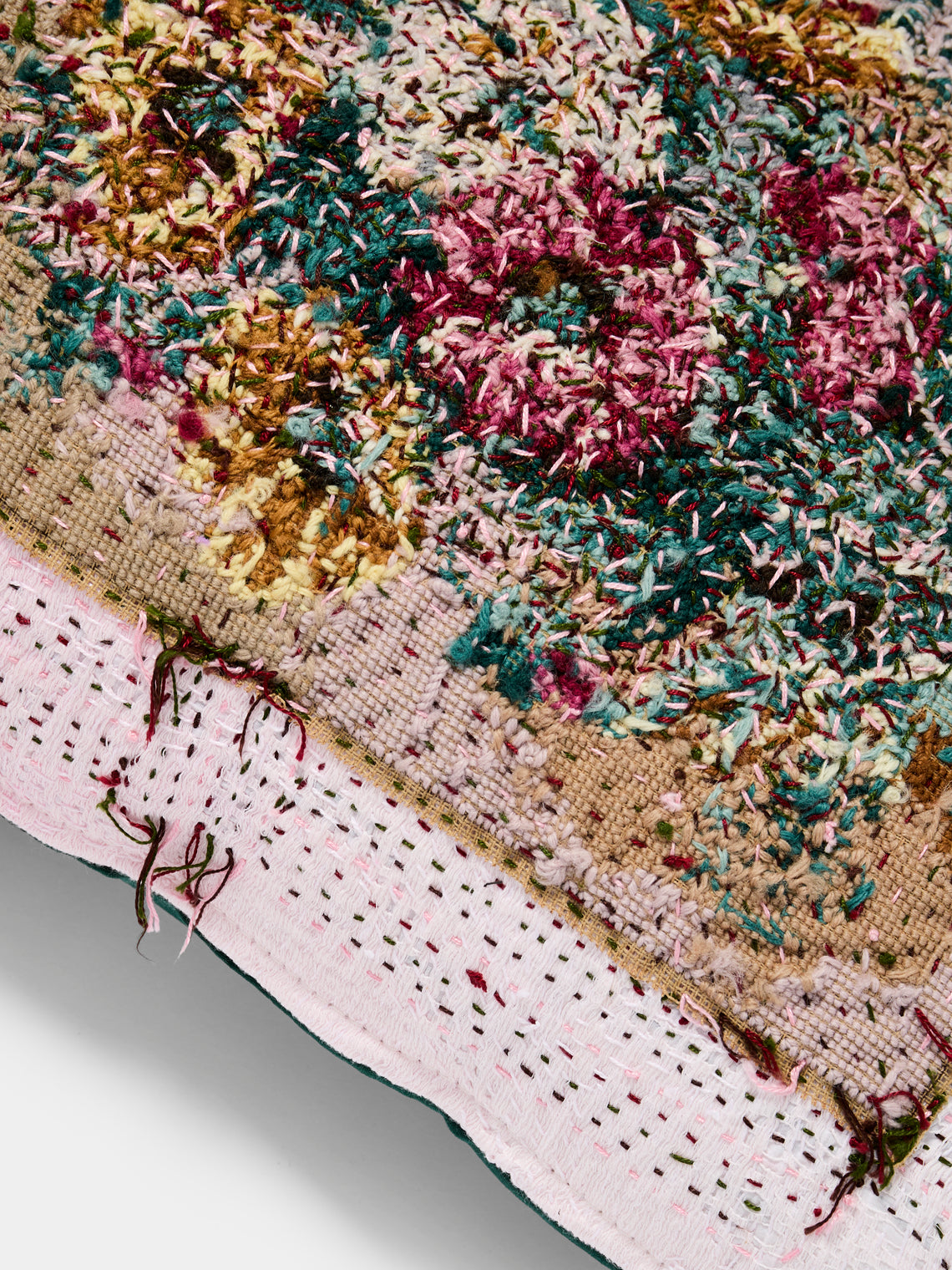 By Walid - 19th-Century Needlepoint Wool and Damask Pillow (21.5in/55cm) - Multiple - ABASK