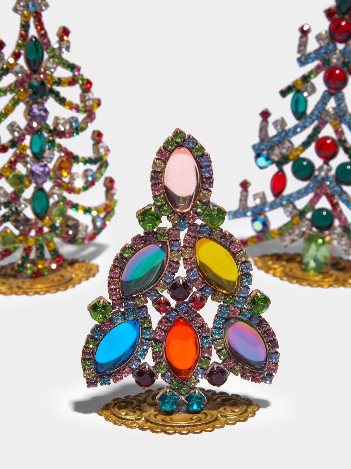 Antique and Vintage - 1930s Czech Jewelled Extra Small Christmas Trees (Set of 3) -  - ABASK