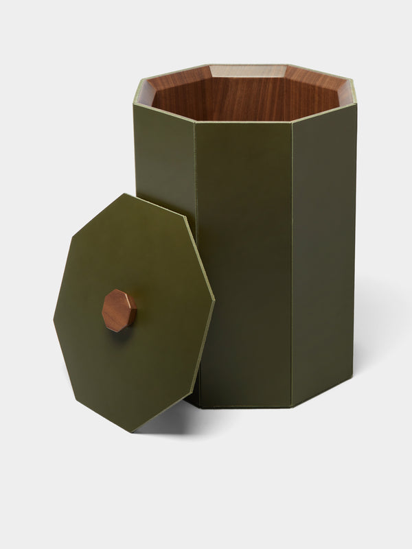 Rabitti 1969 - Coste Leather Wastepaper Bin - Green - ABASK