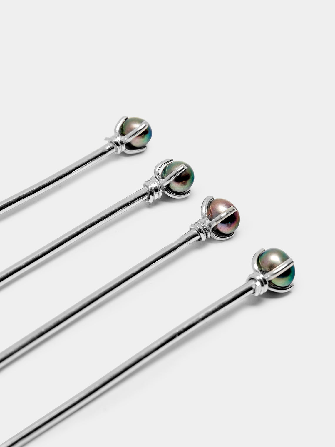 Black Pearl Sterling Silver Cocktail Picks (Set of 4)
