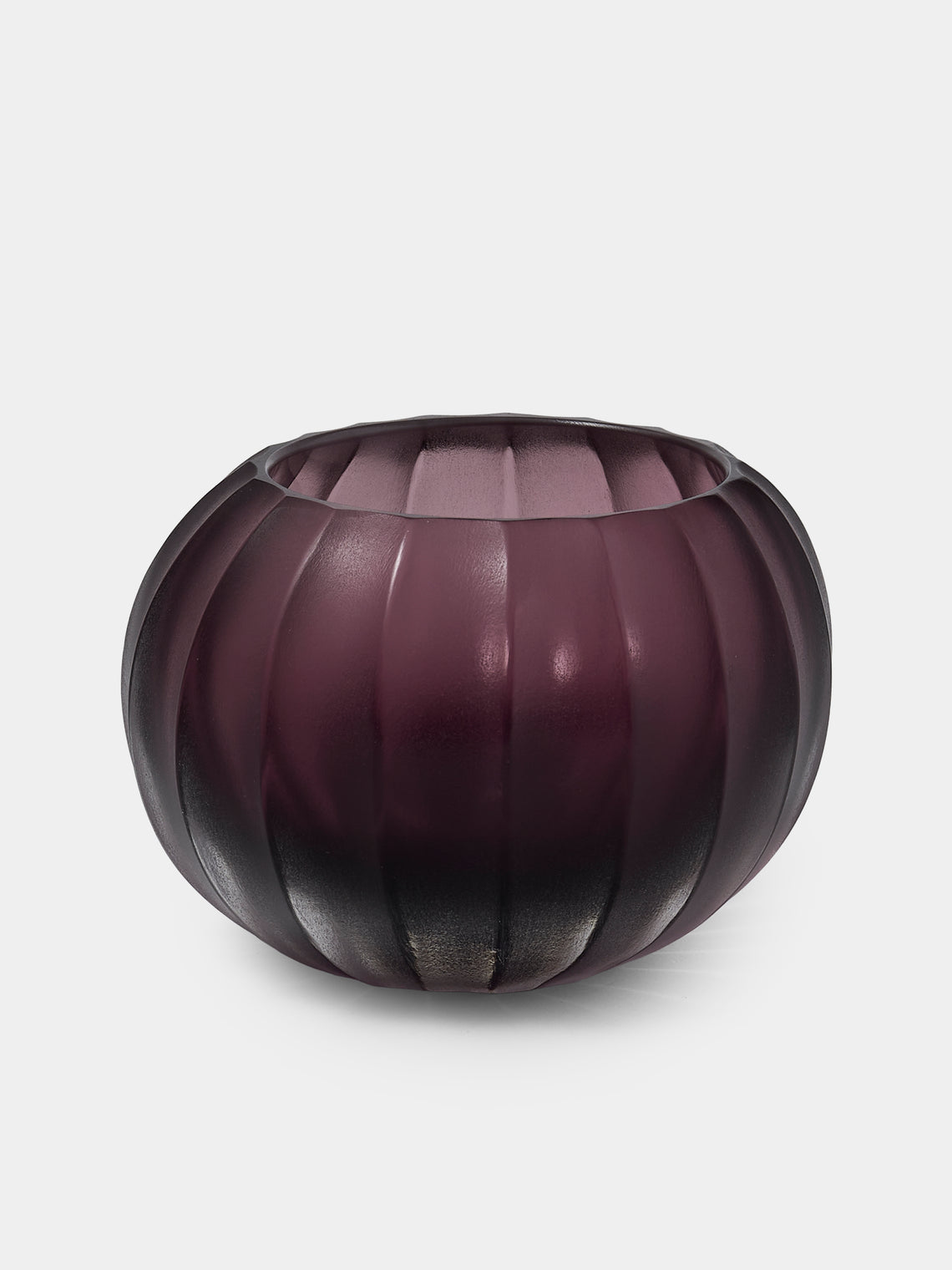 Micheluzzi Glass - Bocia Ametista Coste Hand-Blown Murano Glass Vase (4.5in/12cm) - Purple - ABASK - 