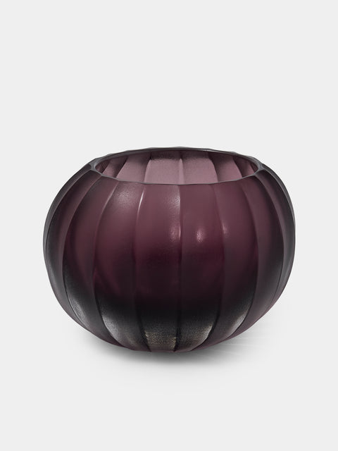 Micheluzzi Glass - Bocia Ametista Coste Hand-Blown Murano Glass Vase (4.5in/12cm) - Purple - ABASK - 