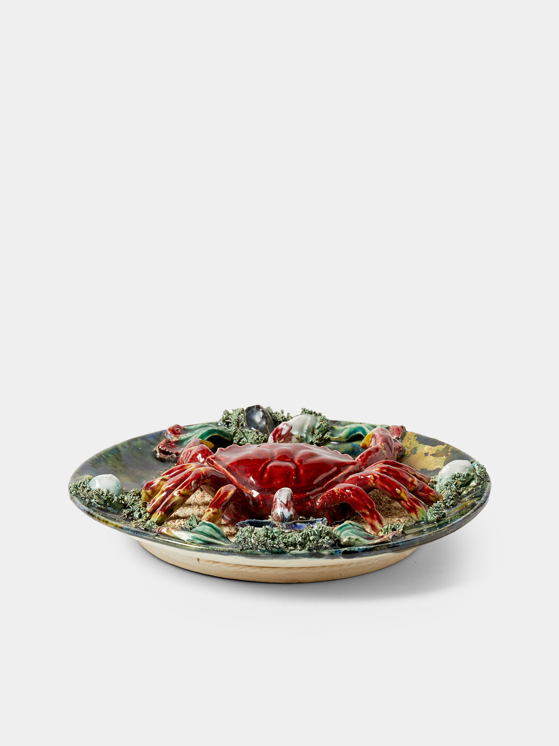 Antique and Vintage - Mid-Century Crab Majolica Ceramic Serving Plate (9in/23cm) - Multiple - ABASK