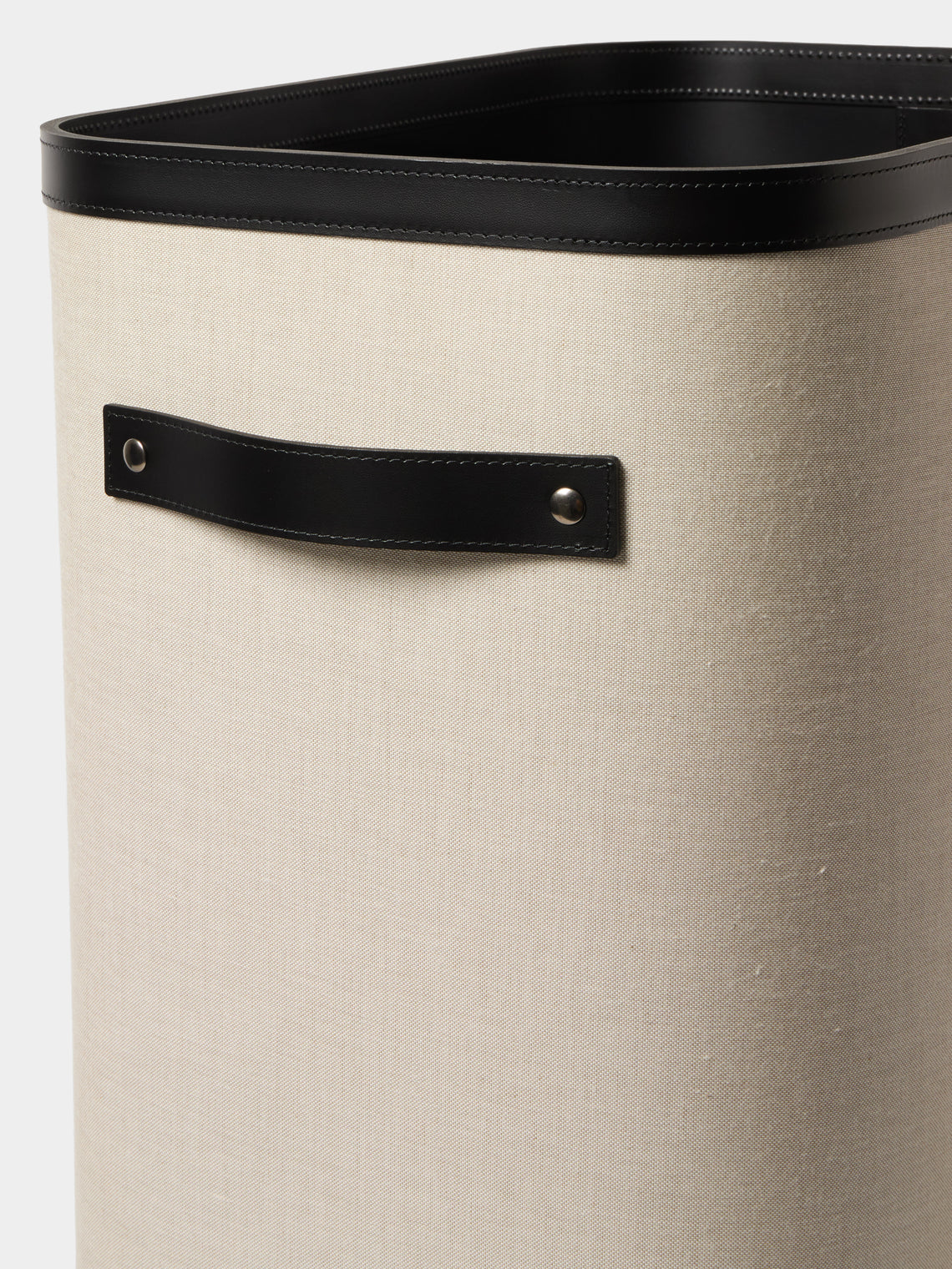 Pinetti - Penelope Leather and Canvas Lidded Laundry Basket - Black - ABASK