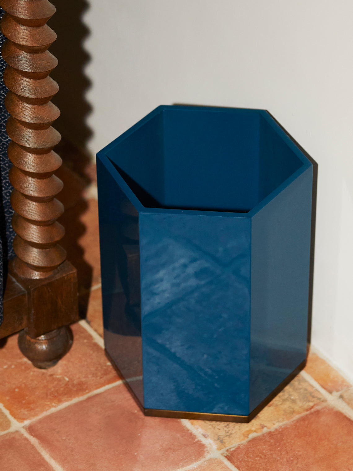 The Lacquer Company - Lacquered Hexagonal Bin - Blue - ABASK