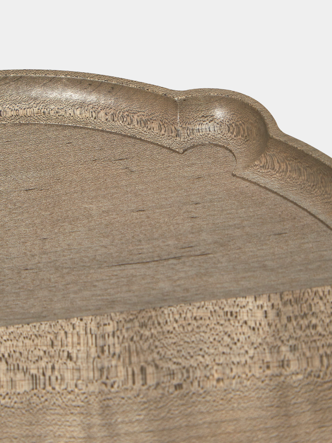 Ifuji - Italian Hand-Carved Wood Oval Tray (14in/36cm) - Brown - ABASK