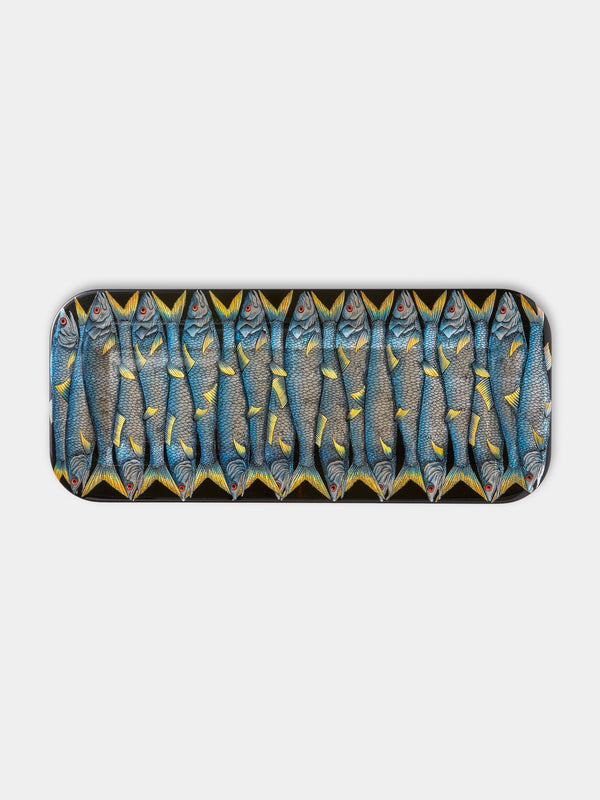 Fornasetti - Sardine Wood Tray - Blue - ABASK - 