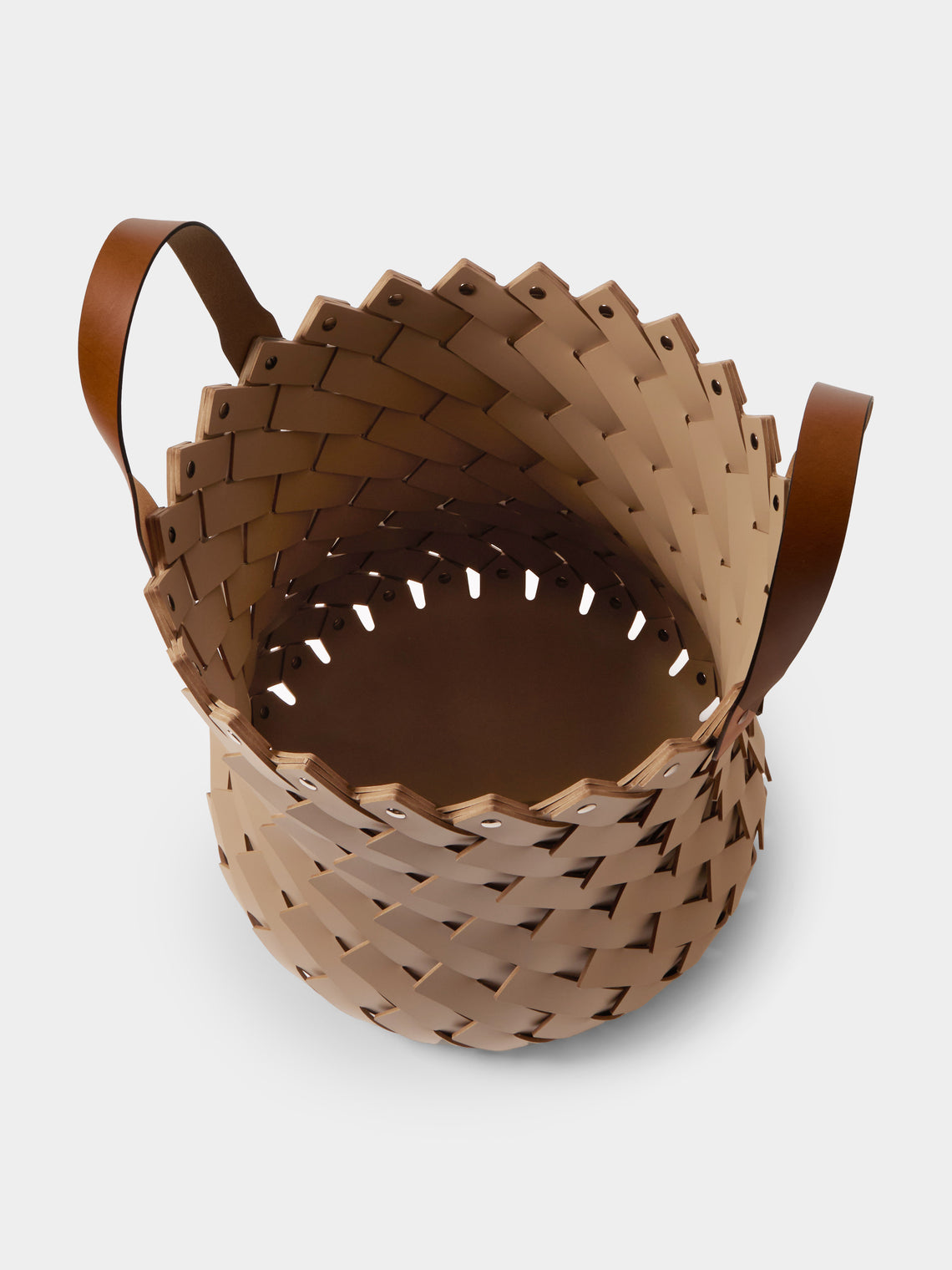 Pinetti - Almeria Handwoven Leather Basket - Taupe - ABASK