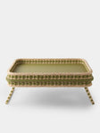 Pigment France - Reims Leather and Rattan Bed Tray (21in/54cm) - Green - ABASK - 