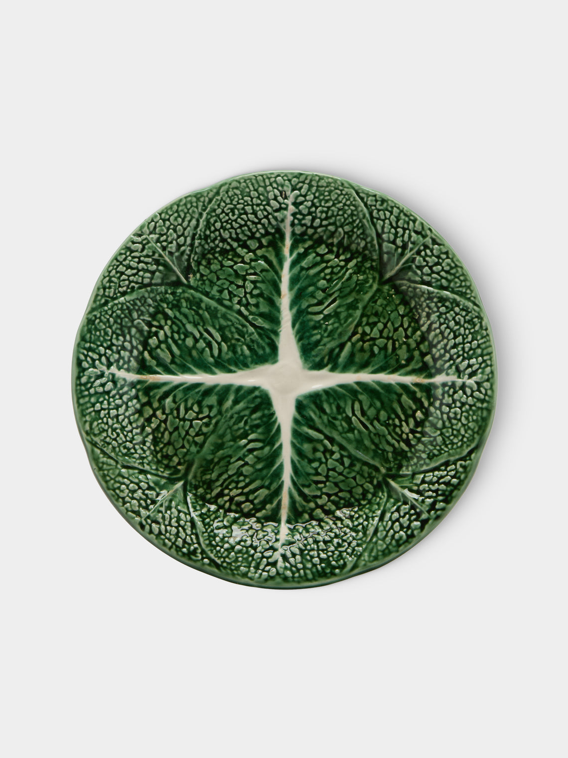 Antique and Vintage - Mid-Century Cabbage Majolica Ceramic Dinner Plates – 10.5in/27cm (Set of 8) - Green - ABASK