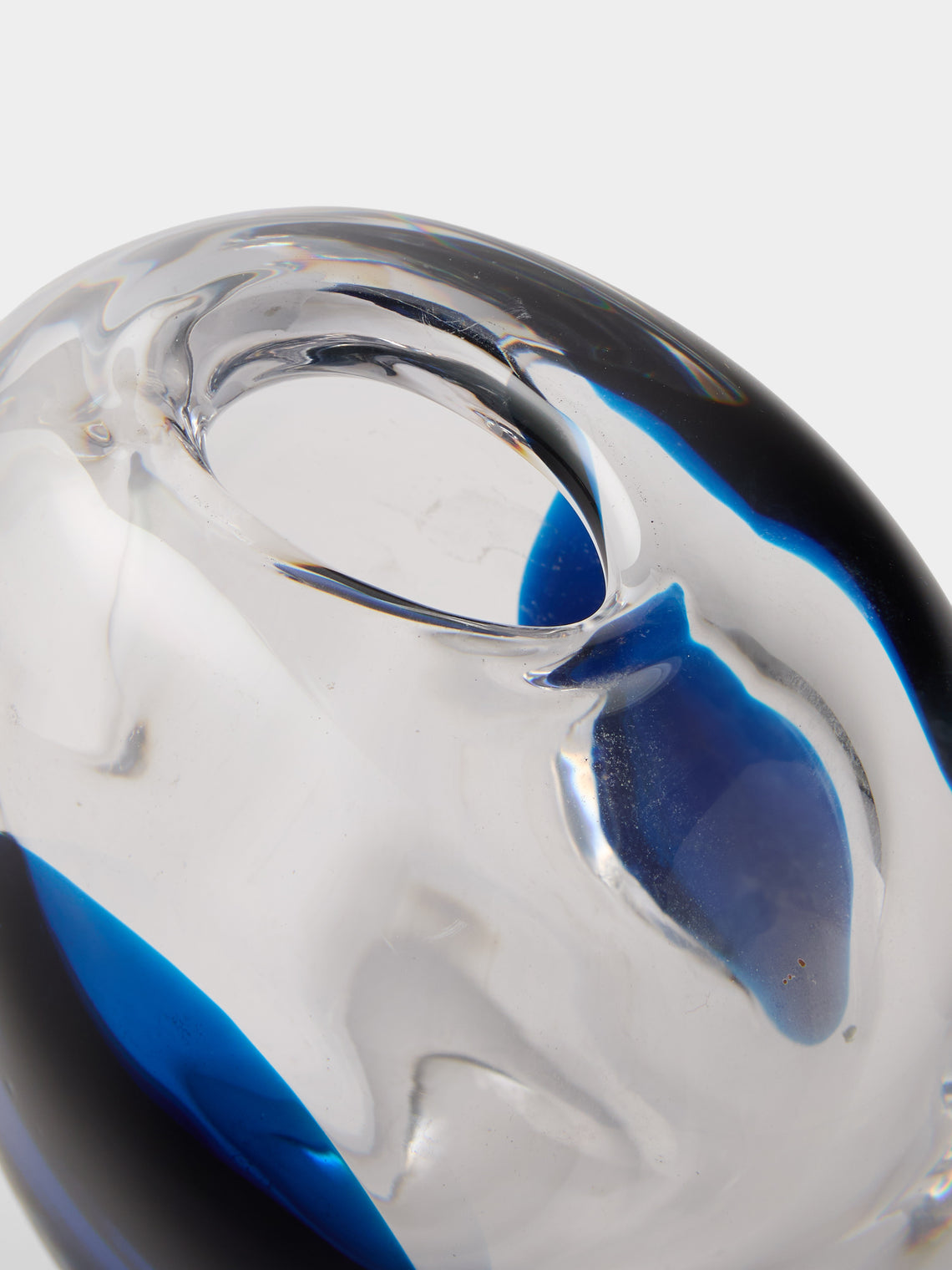 Antique and Vintage - 1970s Galliano Ferro Murano Glass Vase (6in/15cm) - Blue - ABASK