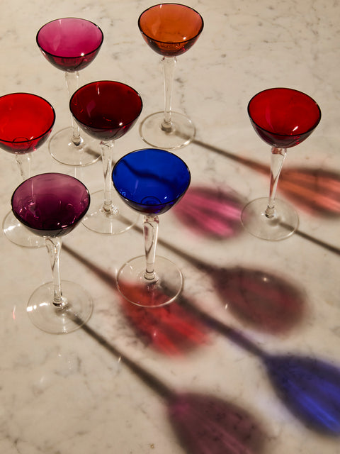 Antique and Vintage - 1960s Crystal Liqueur Glasses (Set of 7) - Multiple - ABASK