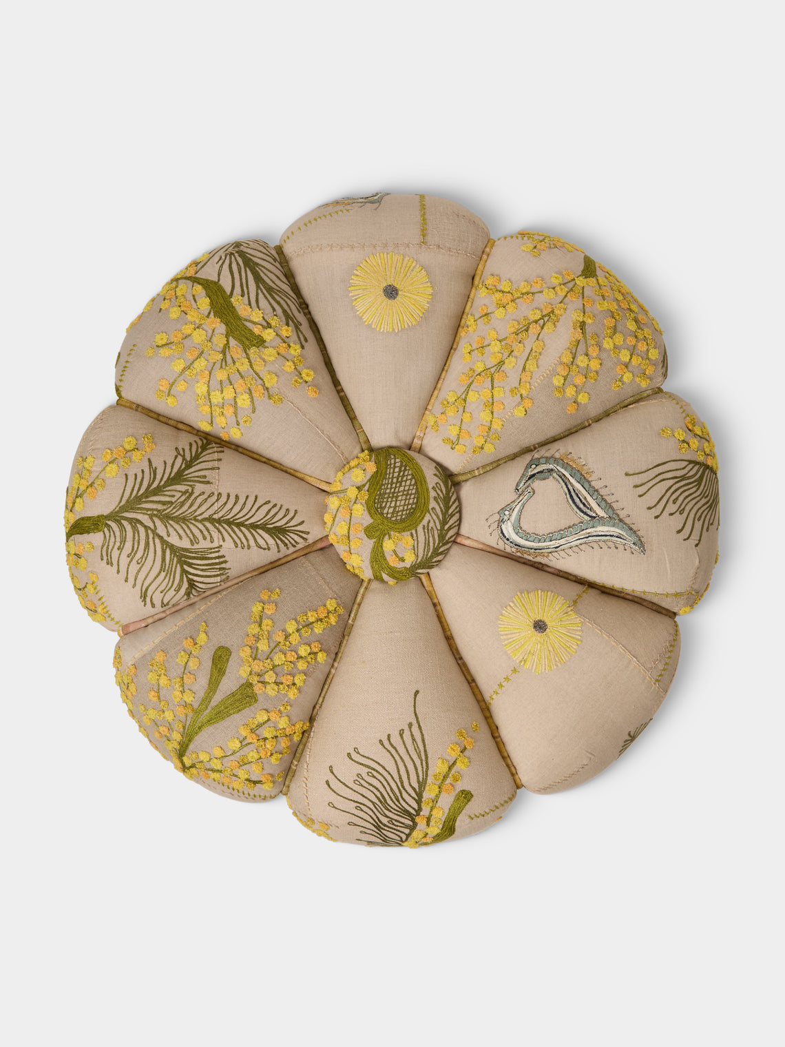 Bokja - Cynzia Embroidered Linen Pouf - Multiple - ABASK