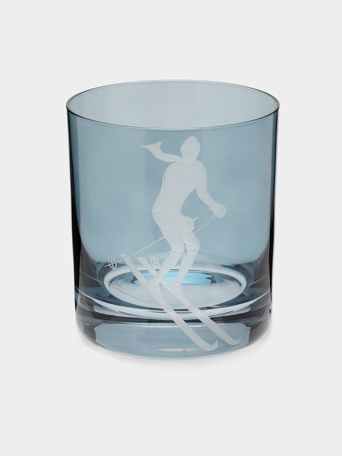 Artel - Sporting Hand-Engraved Crystal Double Old Fashioned Glass (12.5oz/365ml) - Blue - ABASK - 