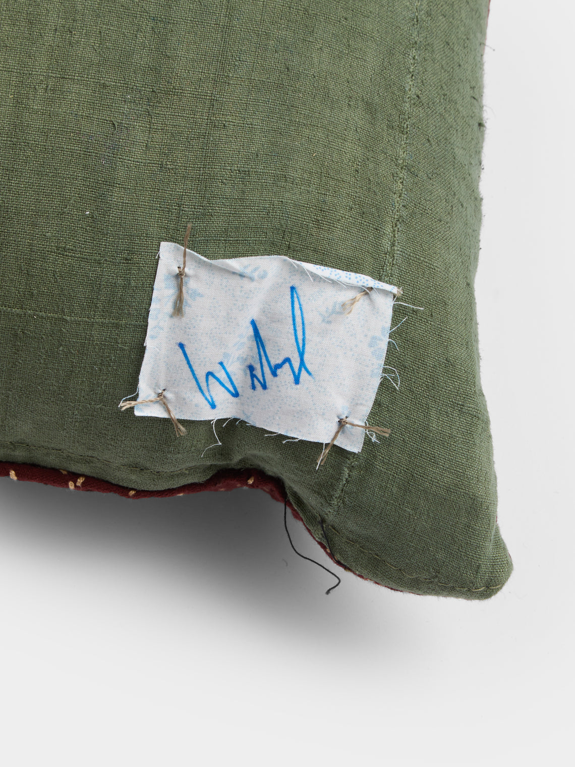 By Walid - 19th-Century Edwardian Needlepoint Wool and Linen Cushion (23in/58cm) - Multiple - ABASK