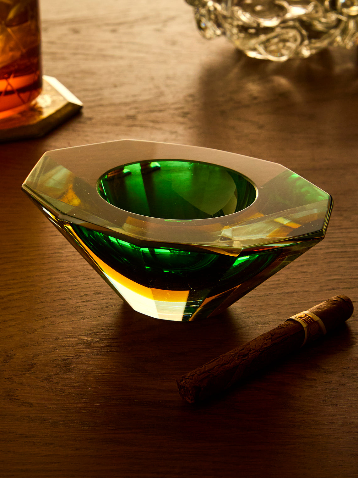 Antique and Vintage - 1970s Murano Glass Ashtray - Green - ABASK