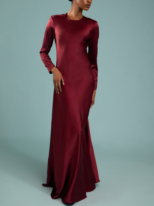 Heirlome - Ruth Silk Long Dress | Size: S - Burgundy - ABASK