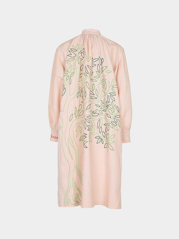 Kilometre Paris - The Olive Tree Embroidered Linen Dress | One Size -  - ABASK