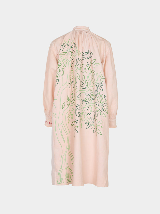 Kilometre Paris - The Olive Tree Embroidered Linen Dress | One Size -  - ABASK