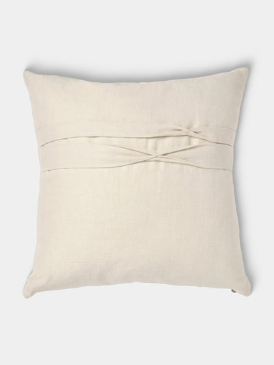 de Le Cuona - Lotus Linen Box-Pleat Cushion (19.5in/50cm) - White - ABASK - 