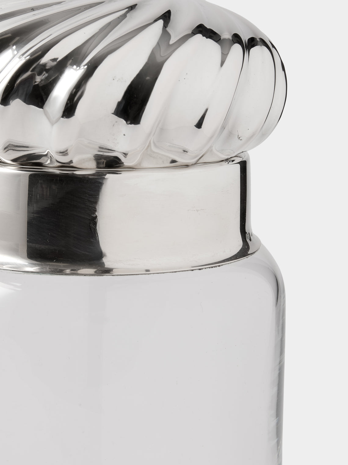 Antique and Vintage - 1980s S. Sacchetti Solid Silver and Glass Lidded Jar - Clear - ABASK