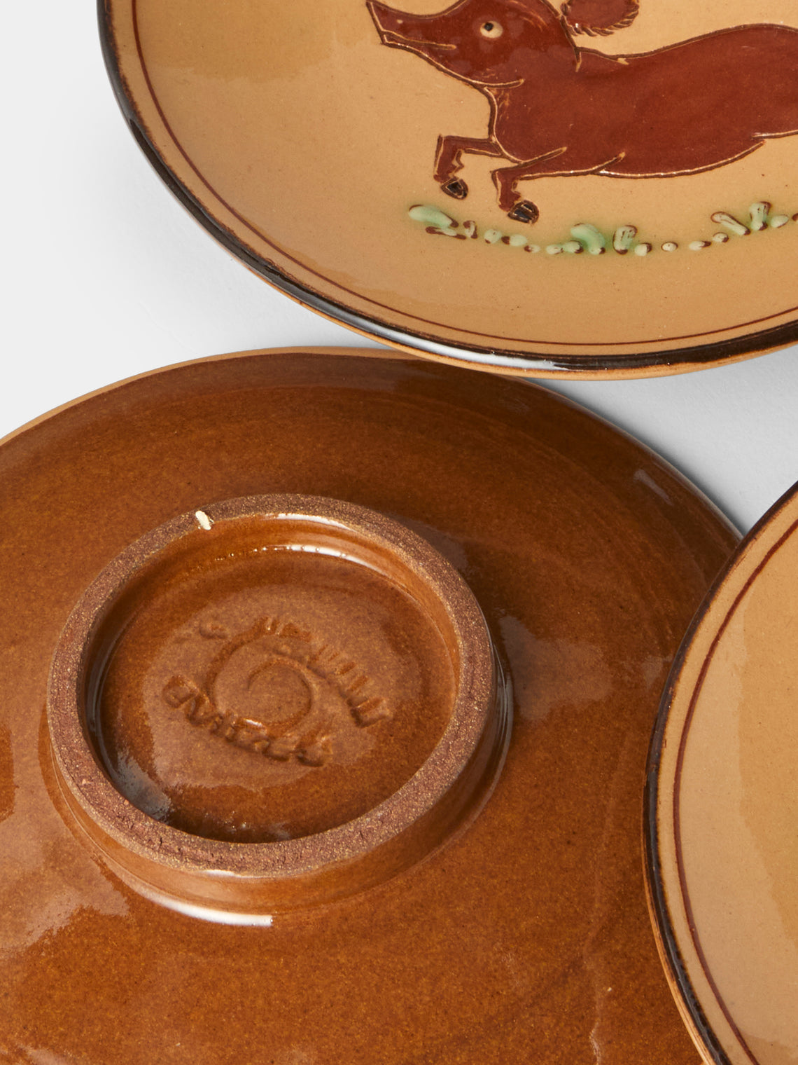 Poterie d’Évires - Animals Hand-Painted Ceramic Plates – 5.5in/14cm (Set of 4) - Cream - ABASK