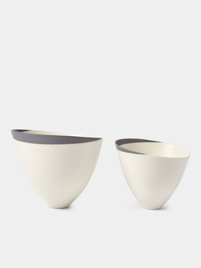 Paul James Ceramics - | Set of 2 | Fractured Reality Hand-Thrown Ceramic Bowls - White - ABASK - 