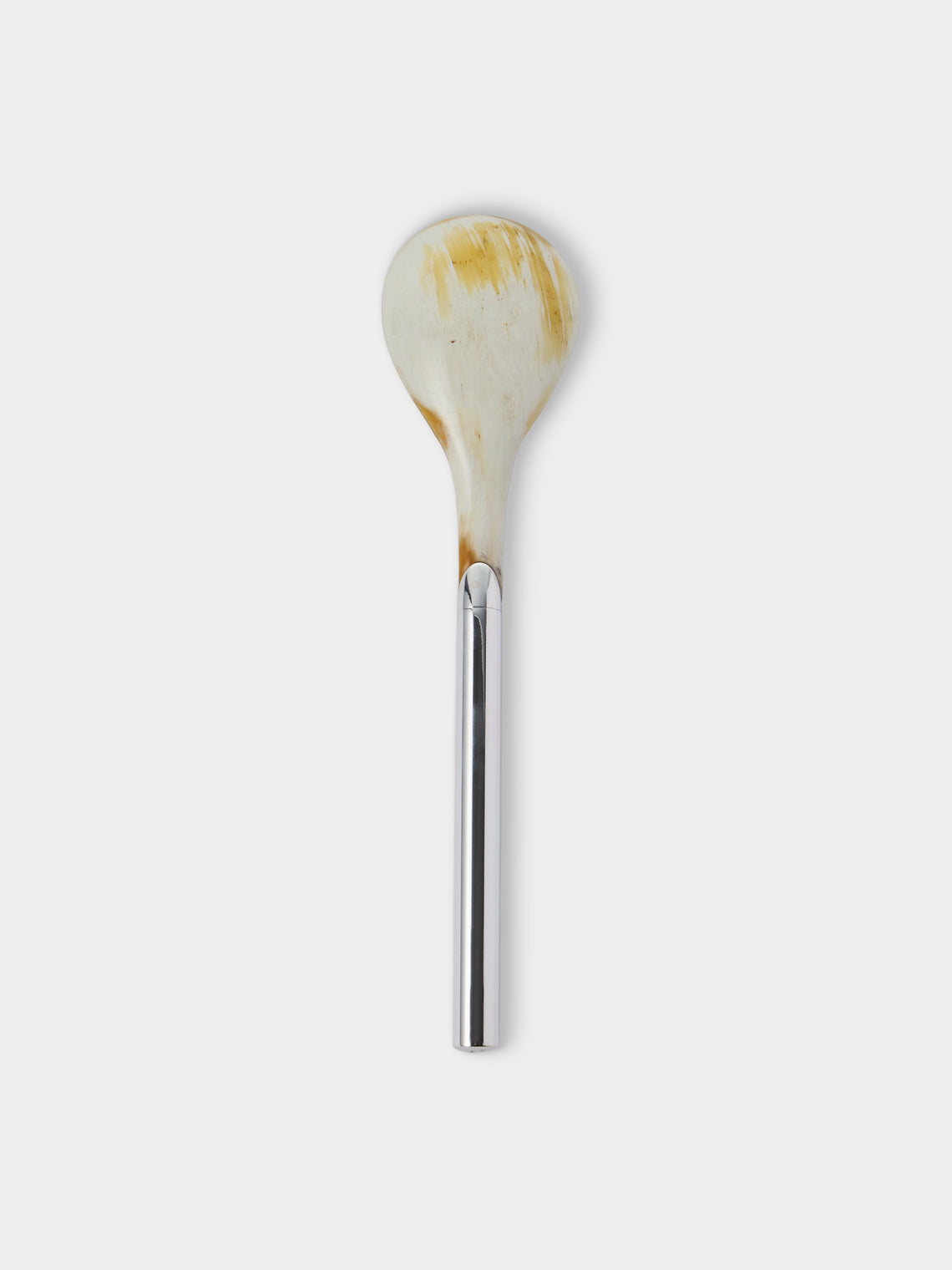 San Lorenzo - 1979 Afra and Tobia Scarpa Sterling Silver and Horn Salad Servers (Set of 2) - Silver - ABASK
