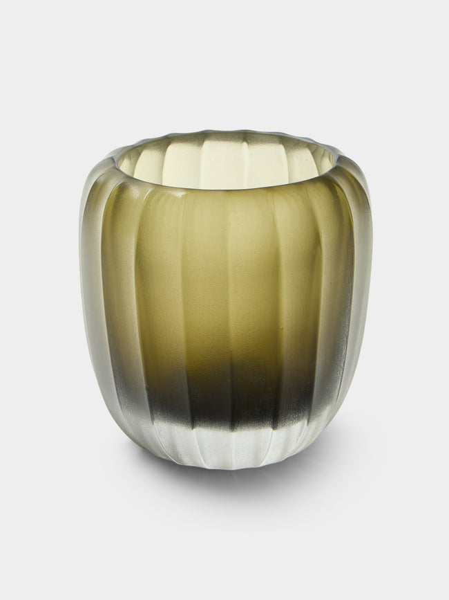 Micheluzzi Glass - Rullo Laguna Coste Hand-Blown Murano Glass Vase (4.5in/11cm) - Green - ABASK - 