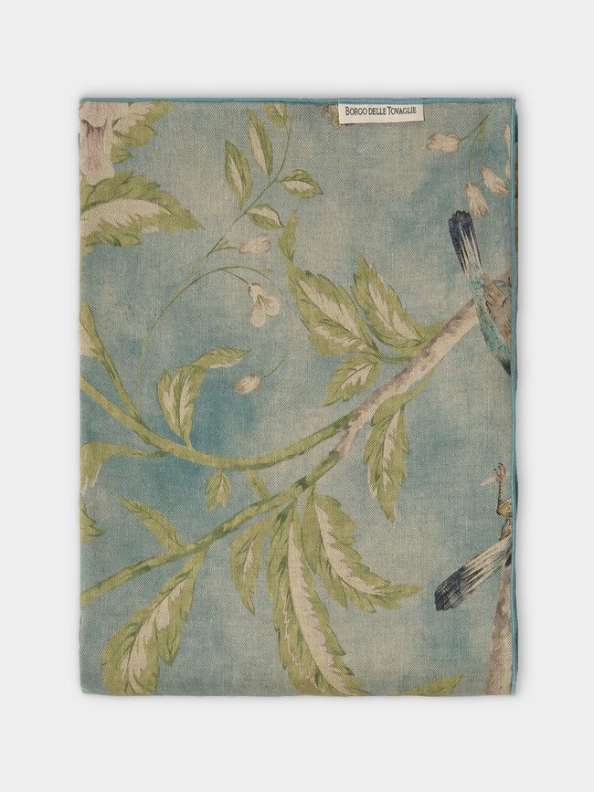 Borgo delle Tovaglie - Filo Affresco Embroidered Linen Rectangular Tablecloth (106.5in/2.7m) - Blue - ABASK