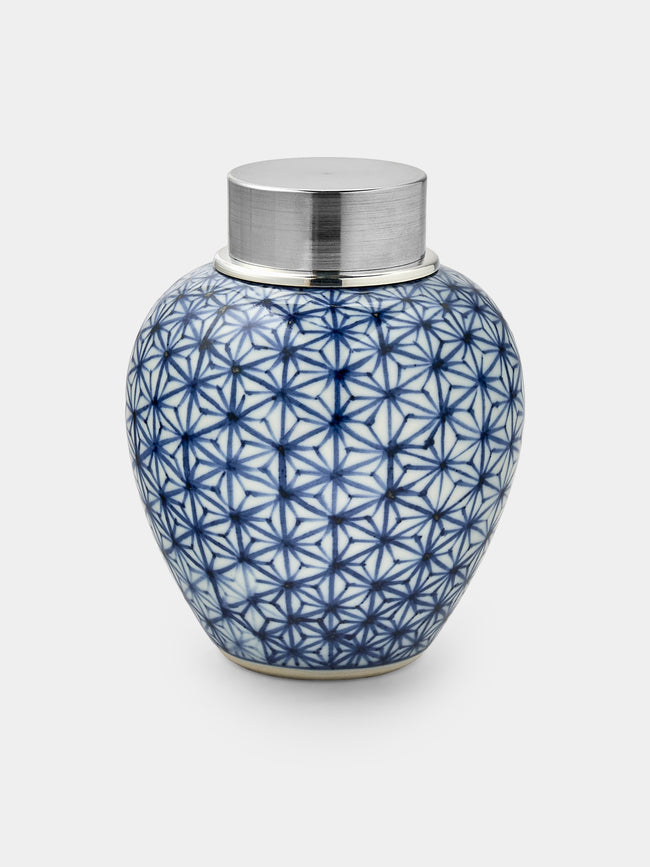 Seikado - Porcelain and Pewter Tea Caddy - Navy - ABASK - 