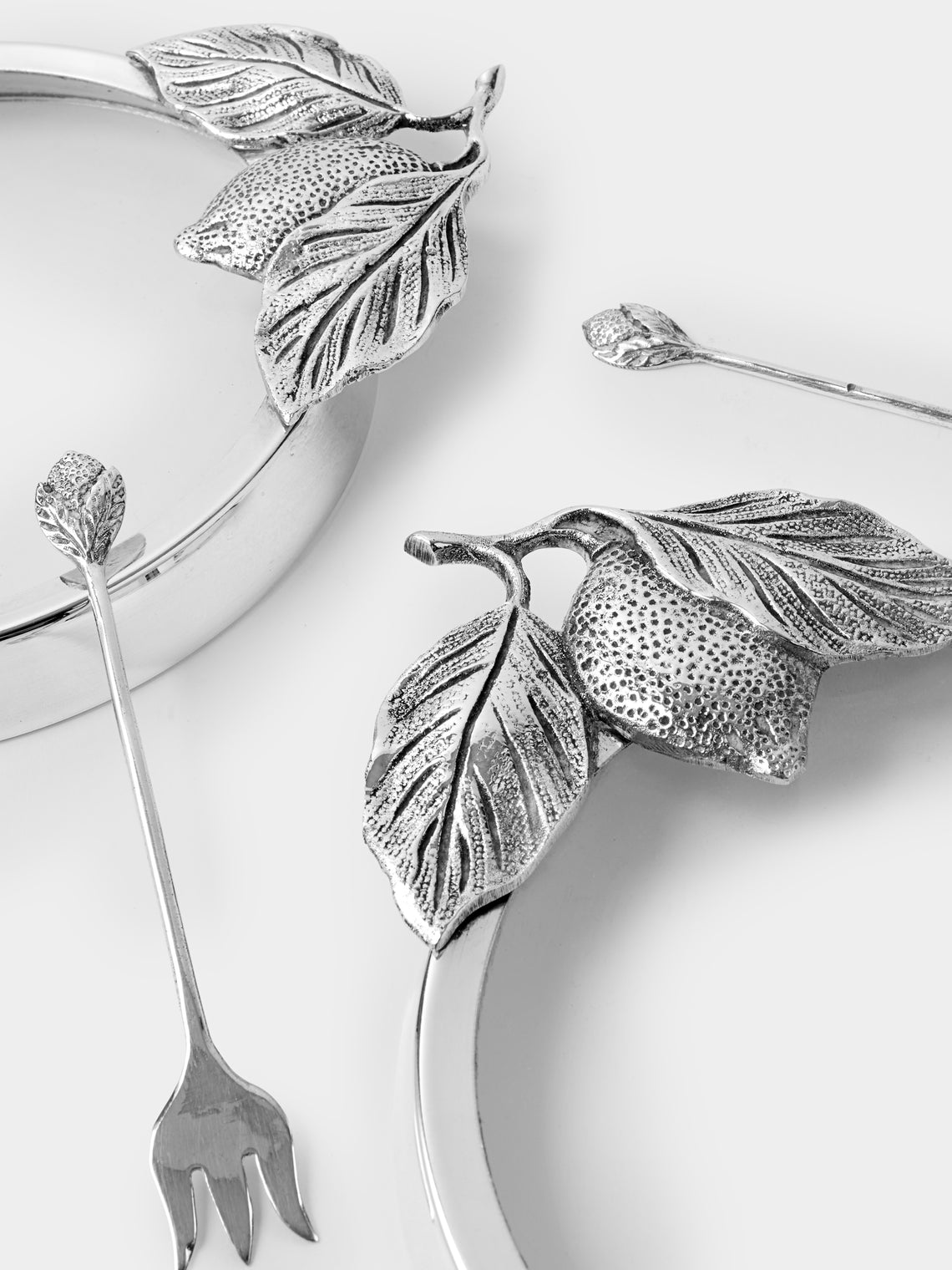 Antique and Vintage - | Set of 2 | 1970 Taglietti Silver-Plated and Glass Lemon Slice Holder - Silver - ABASK