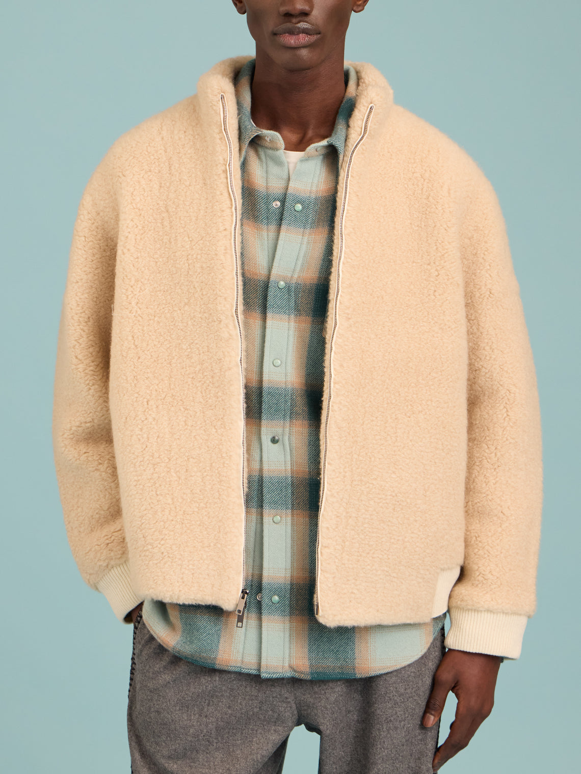 God's True Cashmere - T-Bird Cashmere Flight Jacket | Size: M - Gray - ABASK