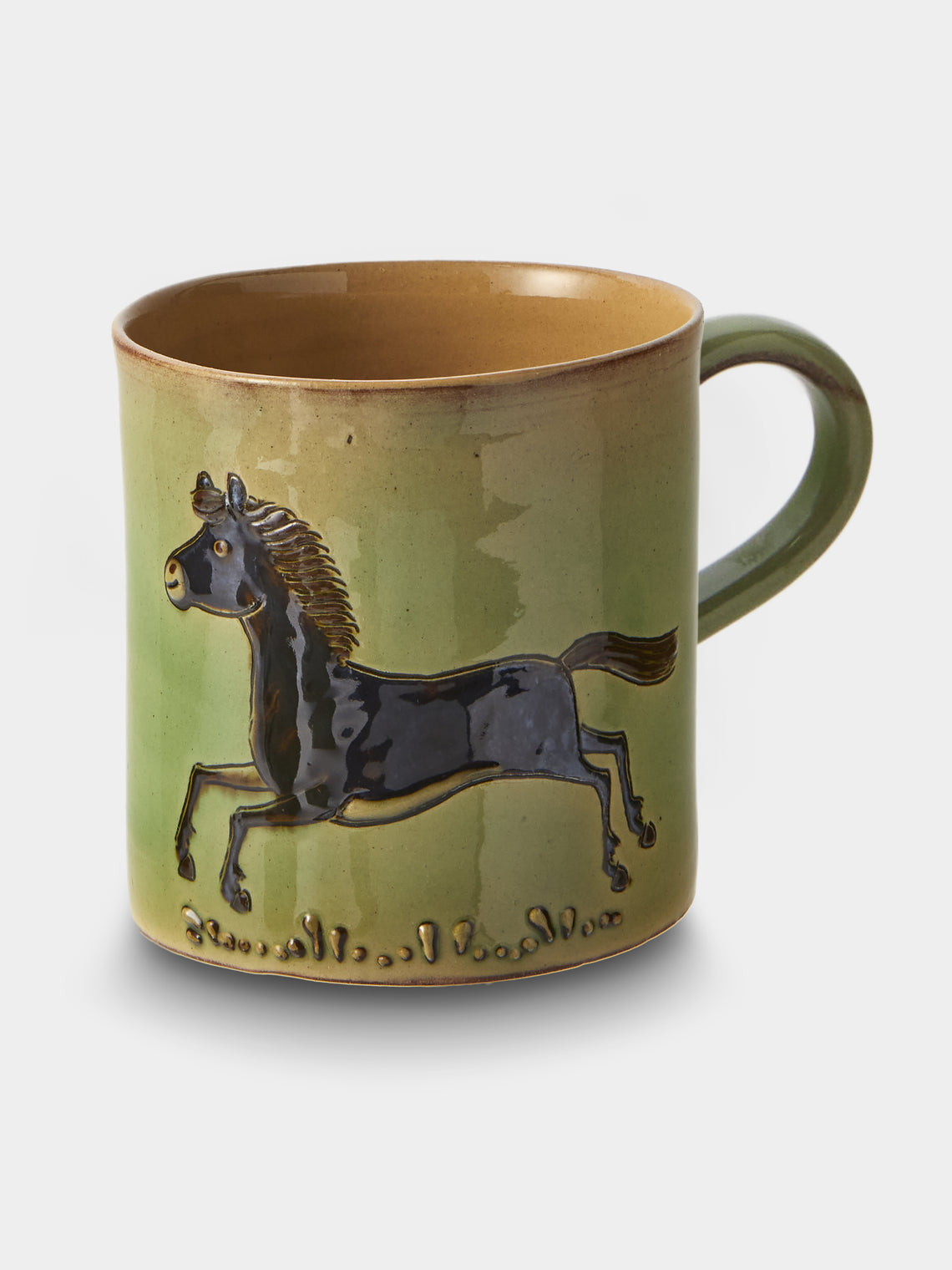 Poterie d’Évires - Animals Hand-Painted Ceramic Mugs (Set of 4) - Green - ABASK