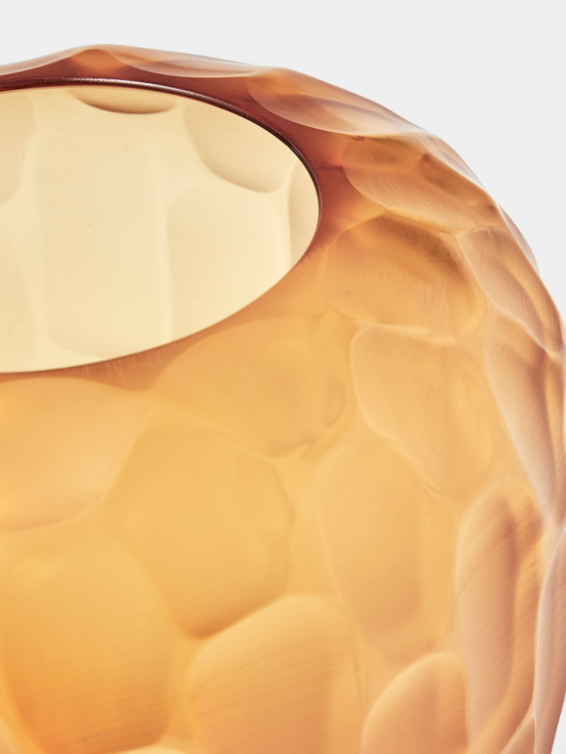 Micheluzzi Glass - Goccia Ambra Bamboo Hand-Blown Murano Glass Vase (9.5in/24cm) - Orange - ABASK