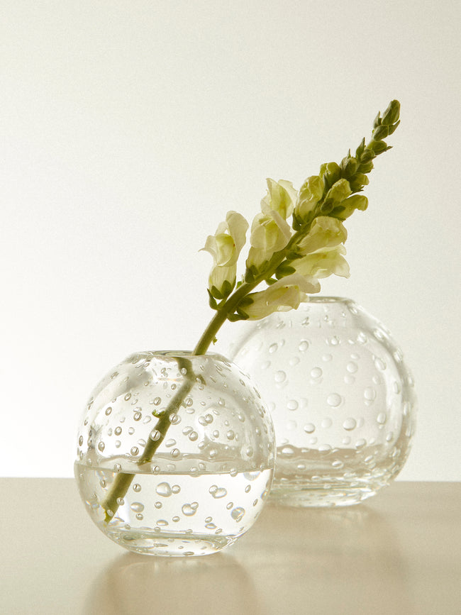Yali Glass - Raindrop Hand-Blown Murano Glass Vase (4in/10cm) - Clear - ABASK