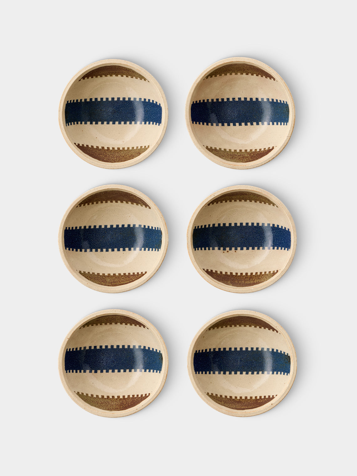 Makidani-gama - No. 1 Nerikomi Ceramic Large Bowls (Set of 6) - Multiple - ABASK