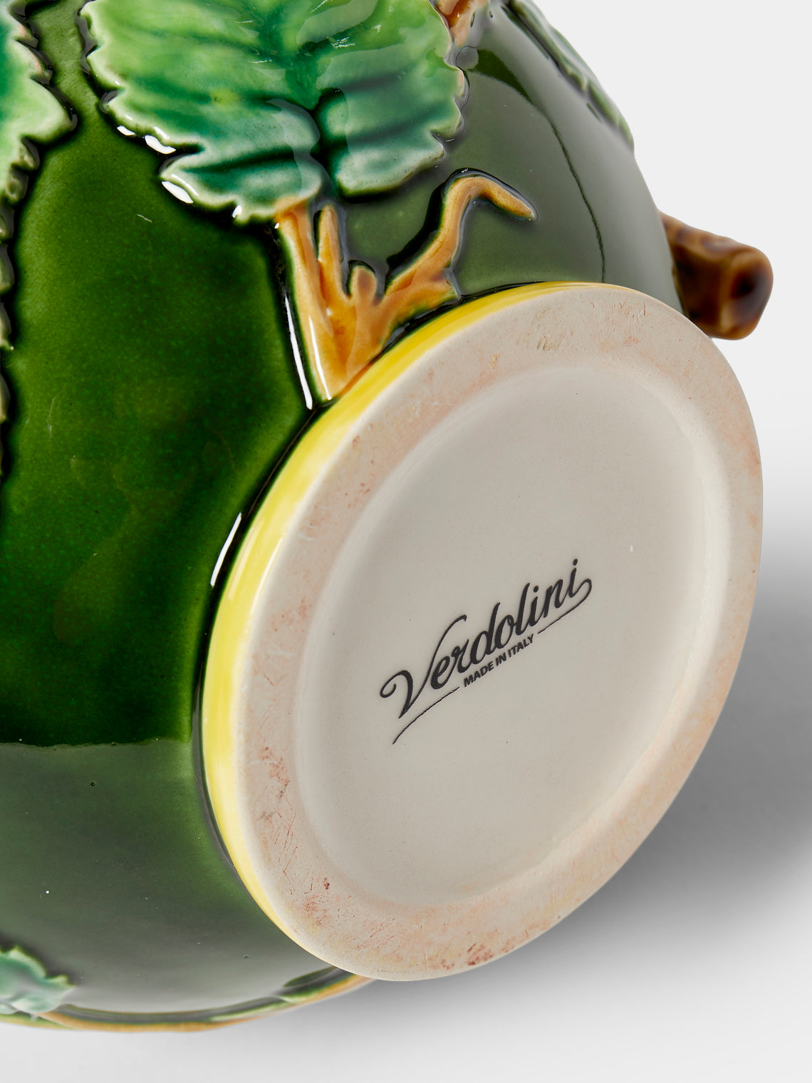 Verdolini - Buds Hand-Painted Majolica Ceramic Pitcher - Green - ABASK